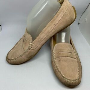 Samuel Hubbard Suede Leather Peach Penny Loafers US10.5M